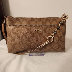 Coach Brown Signature Wristlet, EUC